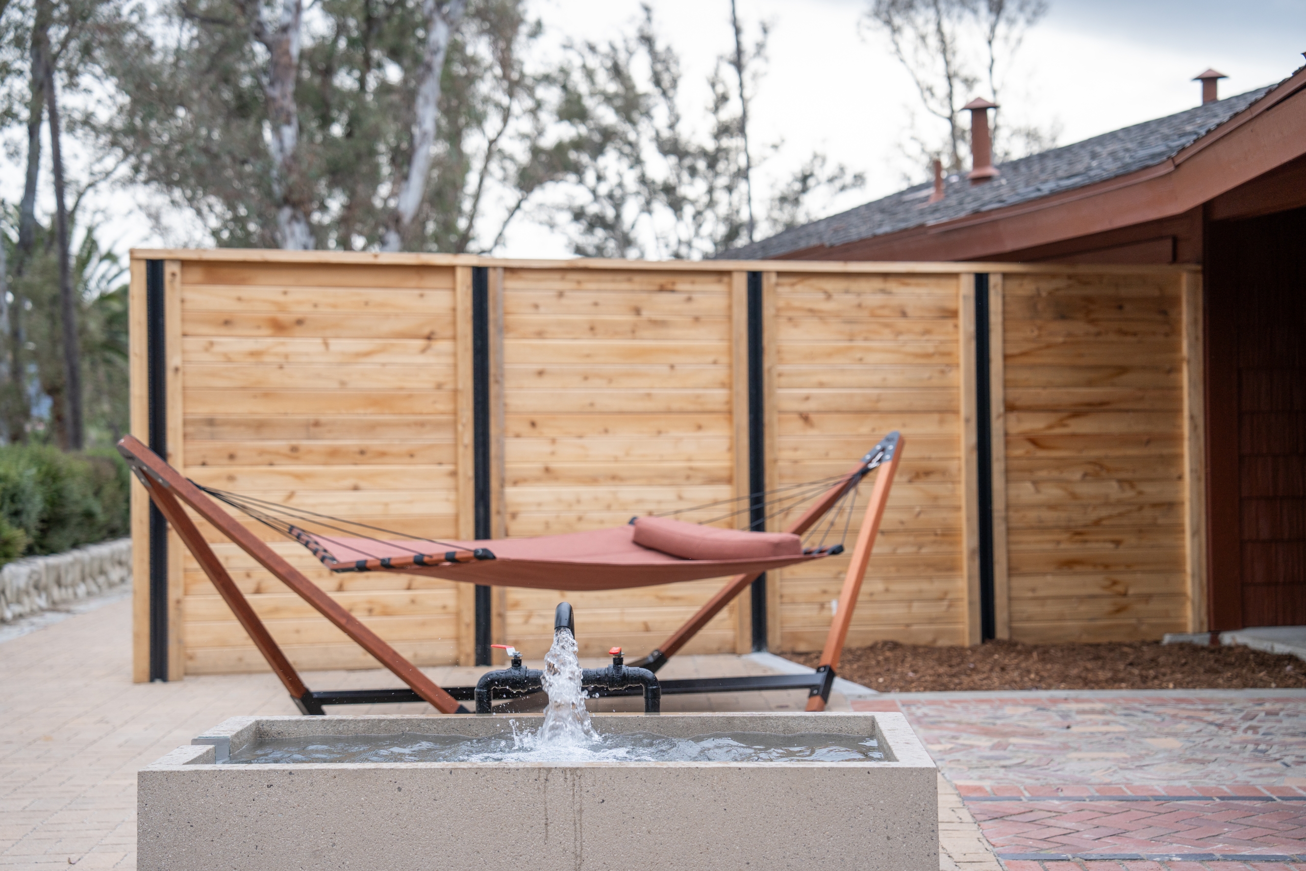 Patio with two-person hammock