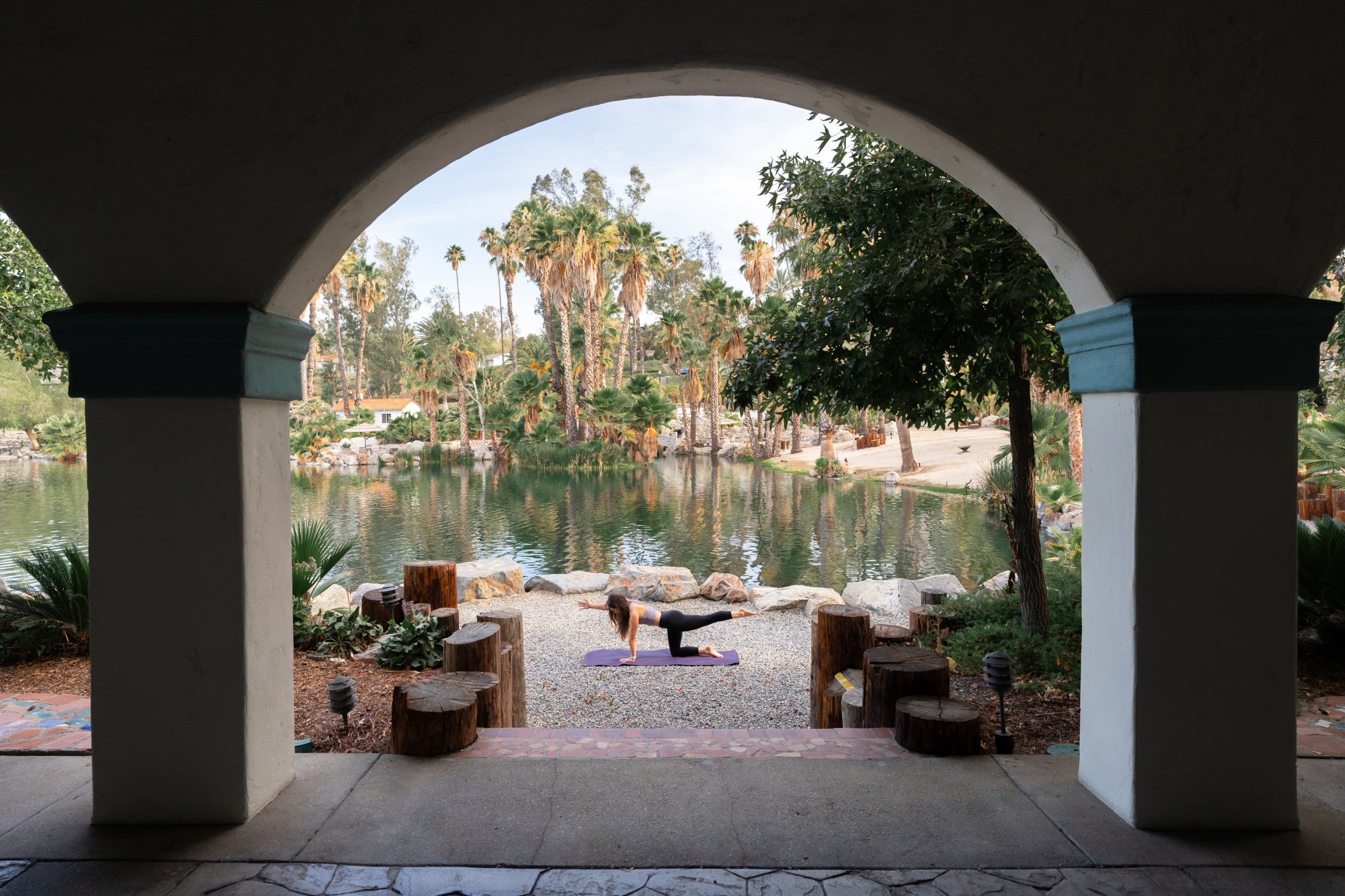 yoga by pool