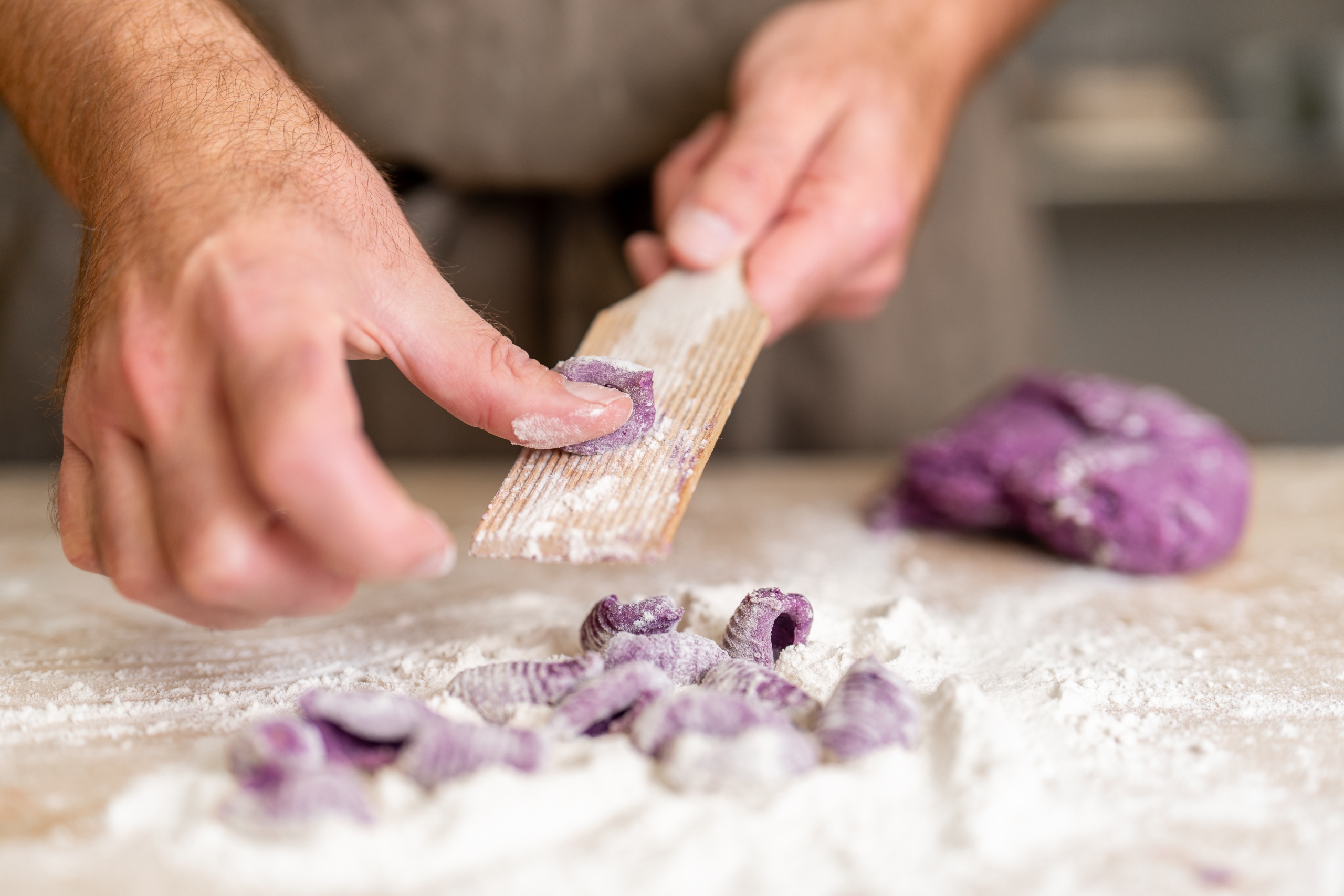 Chef making gnocchi.