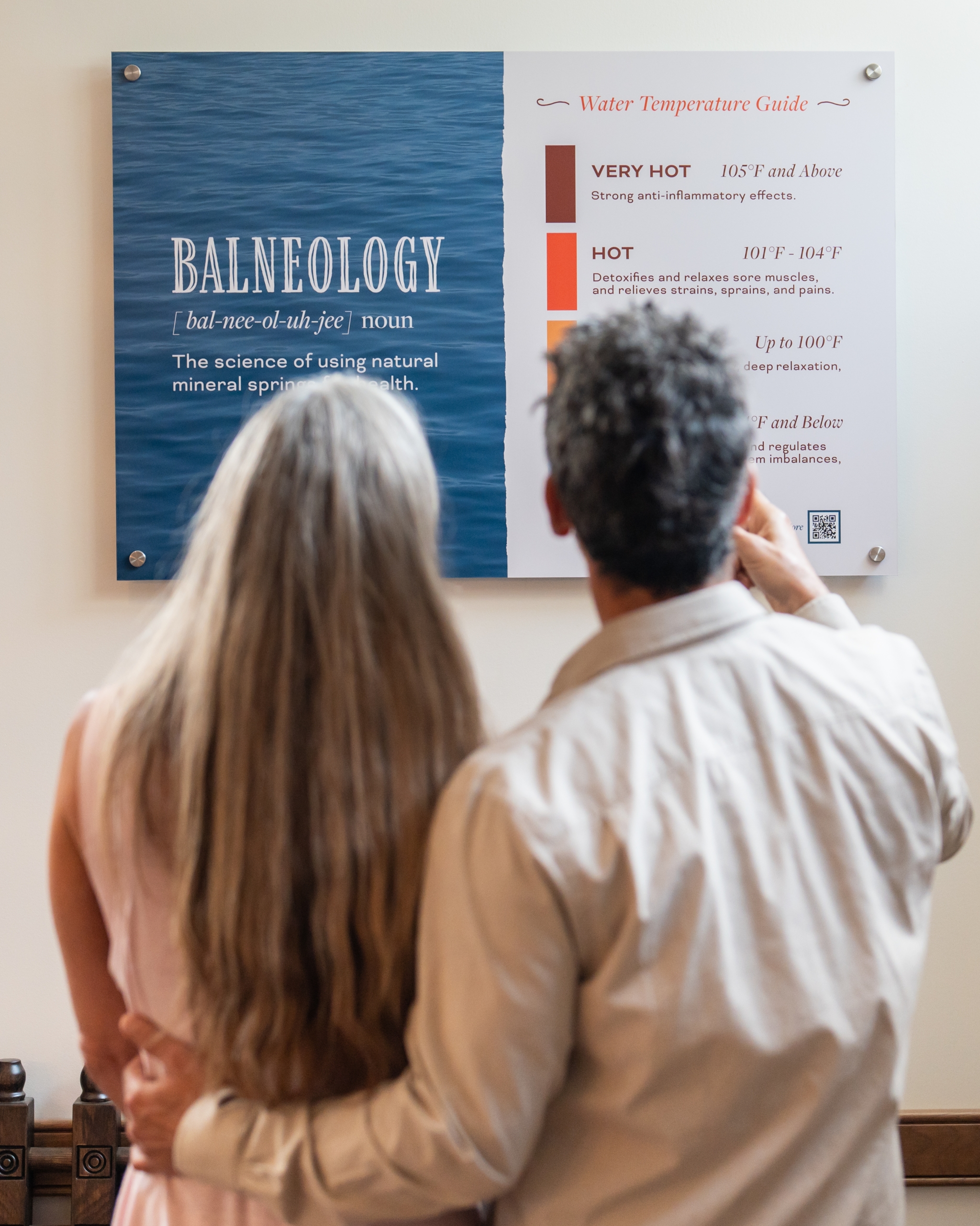 Guests reading the advantages of Balneology at Murrieta Hot Springs Resort