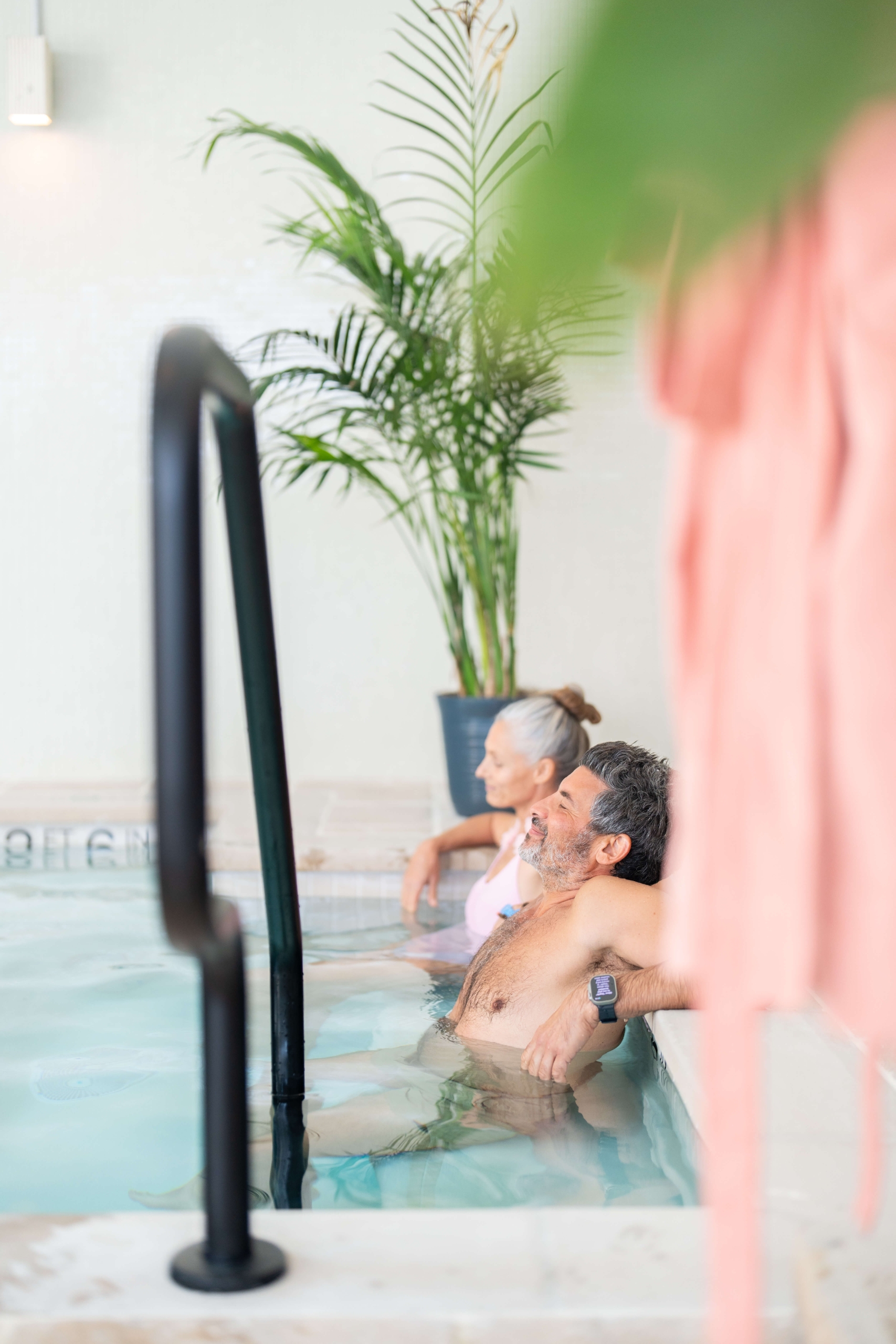 Guests soaking in a soaking pool