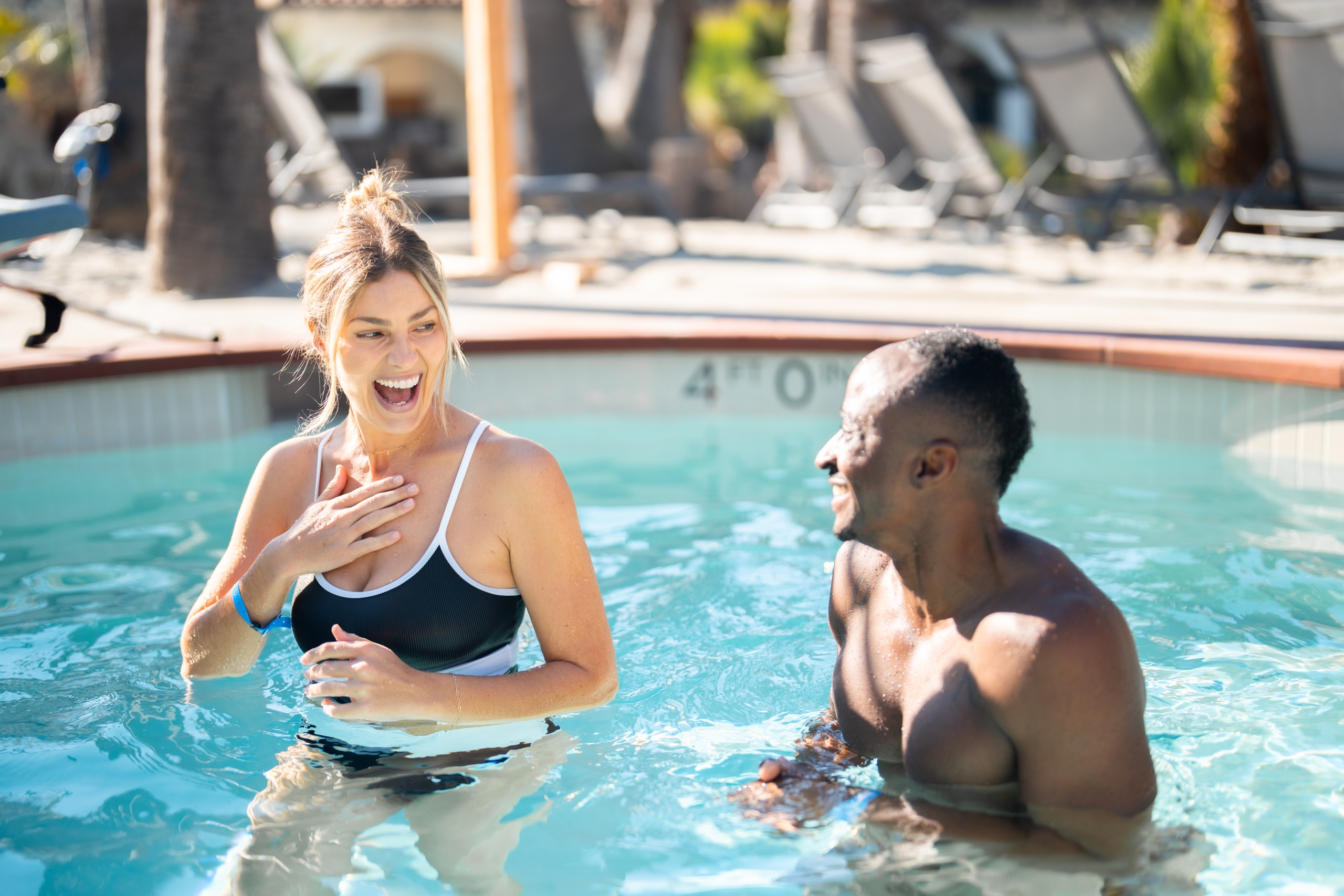 Couple taking cold plunge